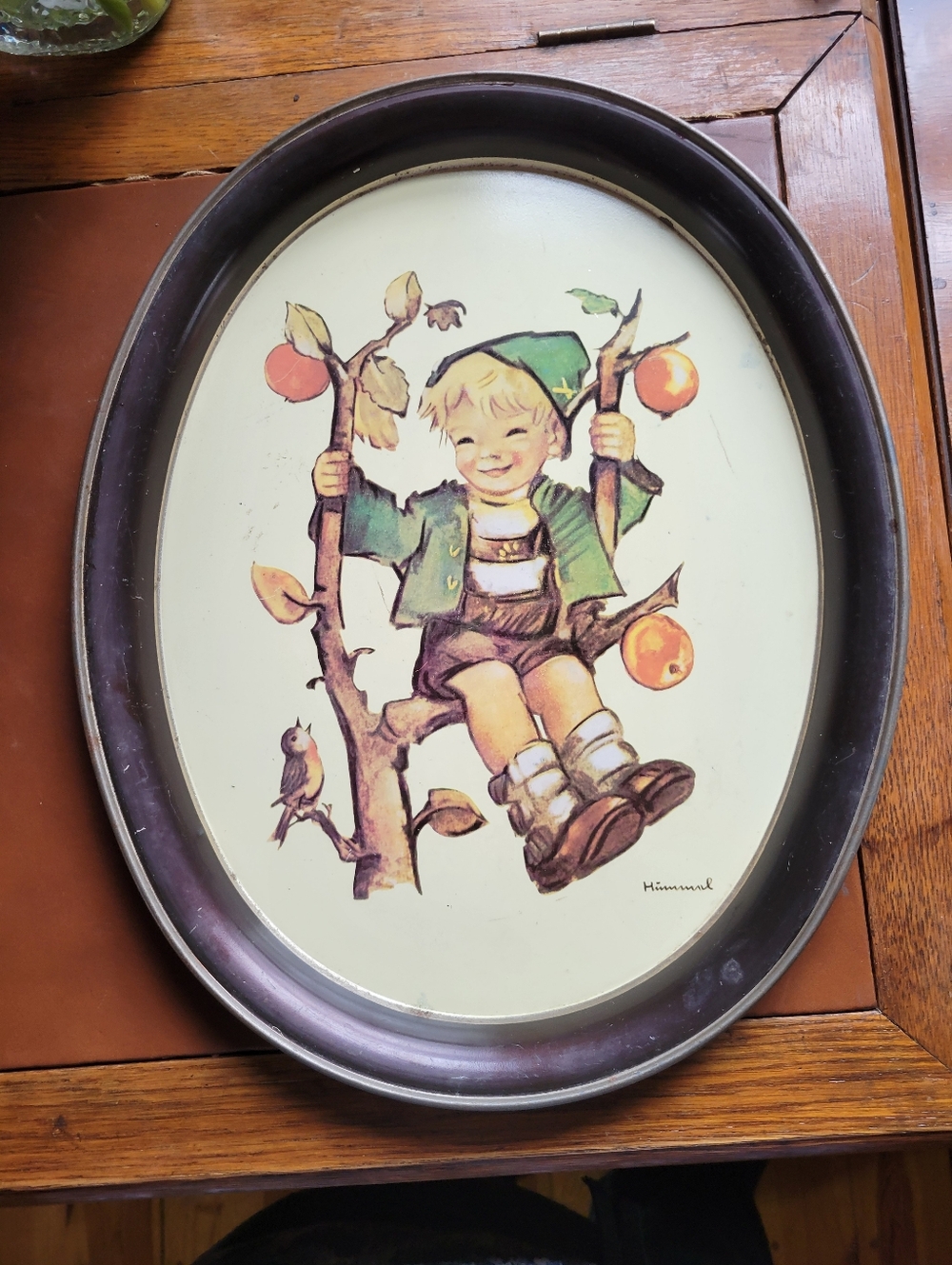 1982 Hummel APPLE TREE BOY Oval Metal Tin Tray USA